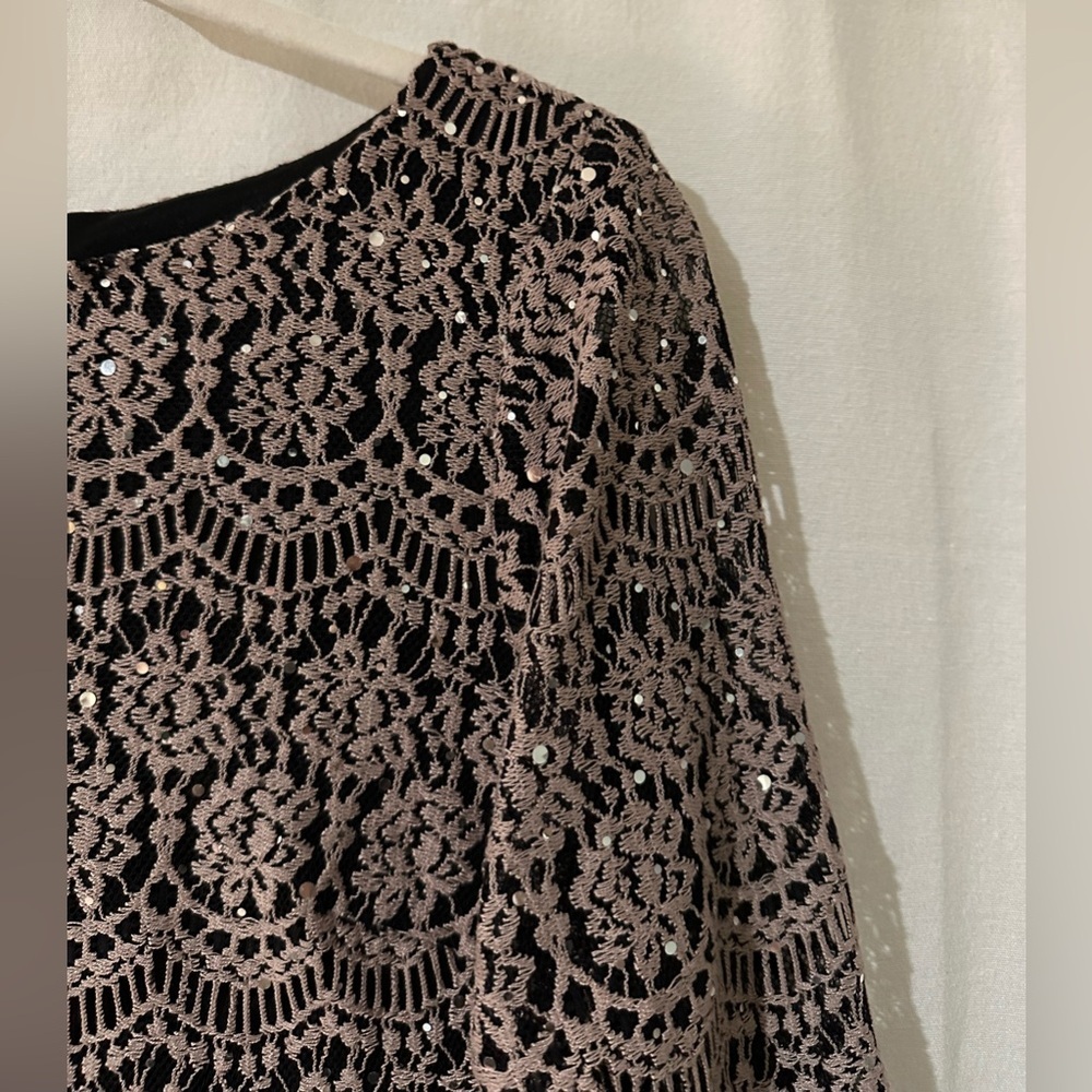 Vintage-Inspired Jessica Howard Sequin Lace Cocktail Dress – Size 10 (Medium) - Picture 9 of 16